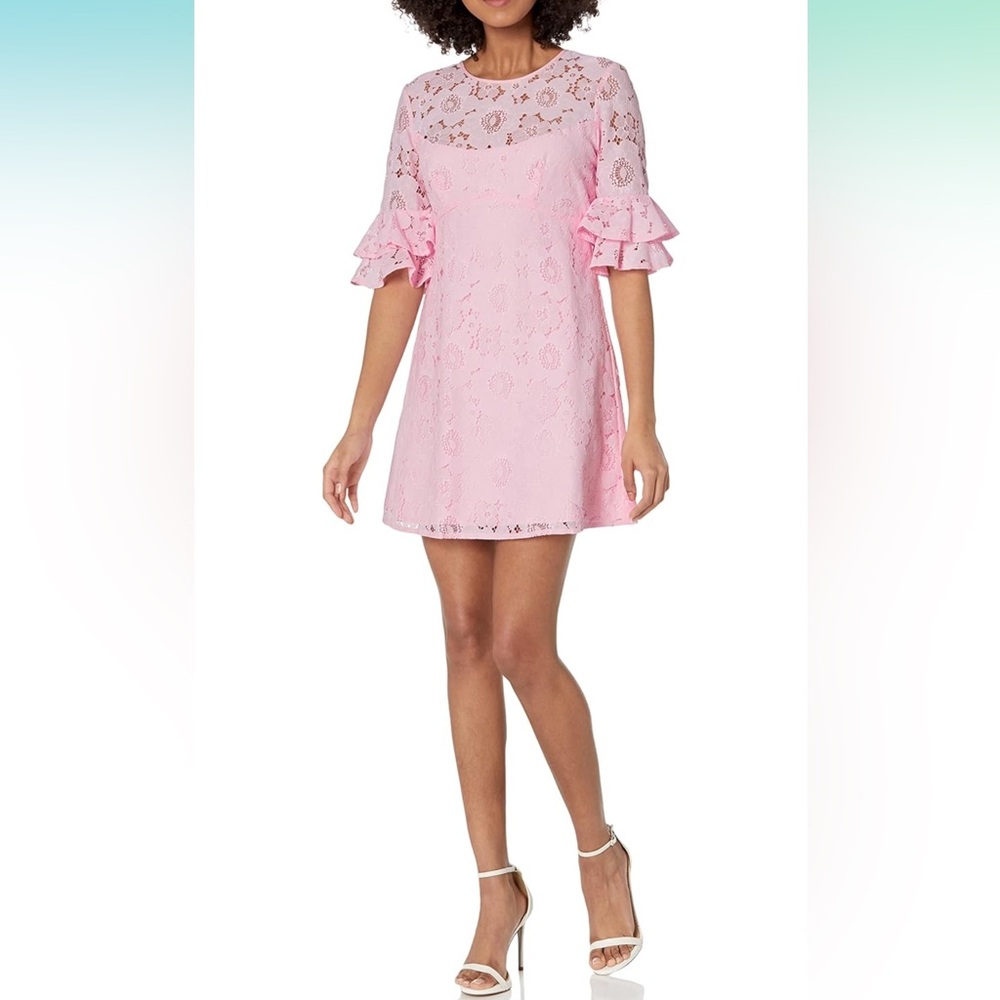 NWT Amanda Uprichard Aveline Dress Pink Lace Illusion Dress XS Easter Shower